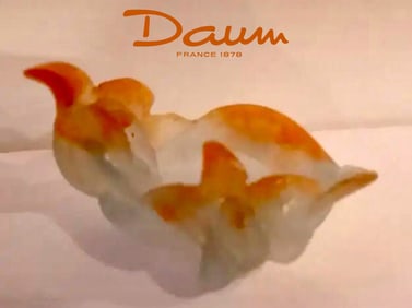 A French DAUM Mini Coupelle Orchidee Pate De Verre Crystal Bowl