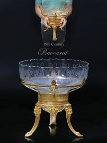 A Large 19th C. Baccarat Crystal Mounted Bronze Centerpiece