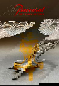 19th C. French Baccarat Crystal Bronze Centerpiece