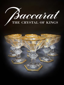 A Set Of Twelve Fine French Baccarat Crystal Empire Glasses, Hallmarked