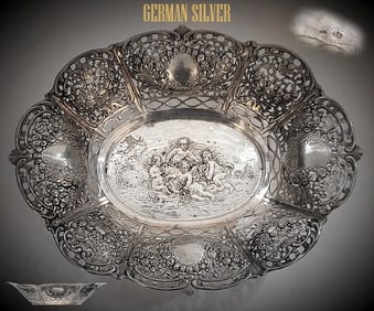 19th C. German Silver 800 Centerpiece, Hallmarked