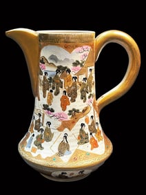 19th C. Japanese Satsuma Porcelain Pitcher, Hallmarked