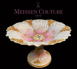 19th C. German Meissen Hand Painted Porcelain Centerpiece, Hallmarked