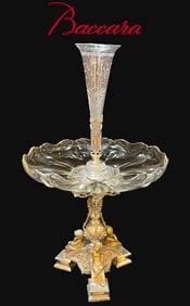 19th C. French Baccarat Crystal & Bronze Centerpiece