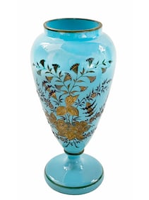 An Impressive 19th C. French Baccarat Hand Painted Opaline Glass Vase