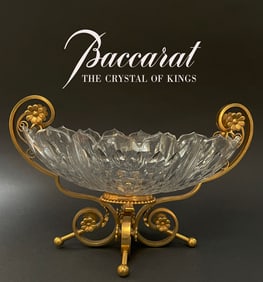 19th C French Baccarat Crystal Bronze Centerpiece