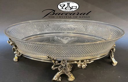 A Fine Quality Of Baccarat Crystal Silver-Plated Bronze Centerpiece, Hallmarked