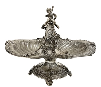 A Large 19th C. German Silver 800 Figural Centerpiece