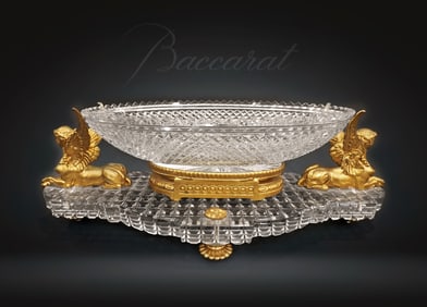 A LARGE FRENCH FIGURAL BRONZE AND BACCARAT CRYSTAL CENTERPIECE