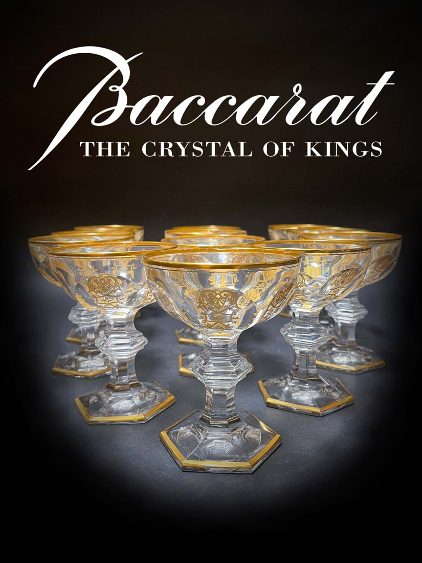 A Set Of Twelve Fine French Baccarat Crystal Empire Glasses, Hallmarked (1 of 5)