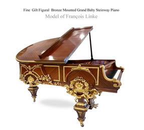 A Fine Model Of Francois Linke Figural Gilt Bronze Mounted Grand Baby Steinway Piano