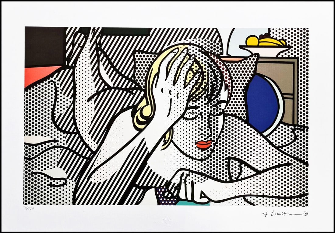 ROY LICHTENSTEIN's Thinking Nude, A Limited Edition Lithography Print: Thinking Nude, A Roy Lichtenstein Signed Limited Edition Original Lithograph print. numbered #65/150. Dry Stamp of the Publisher STYRIA STUDIO, Stamp Castelli Graphics New York on back. Overall size: