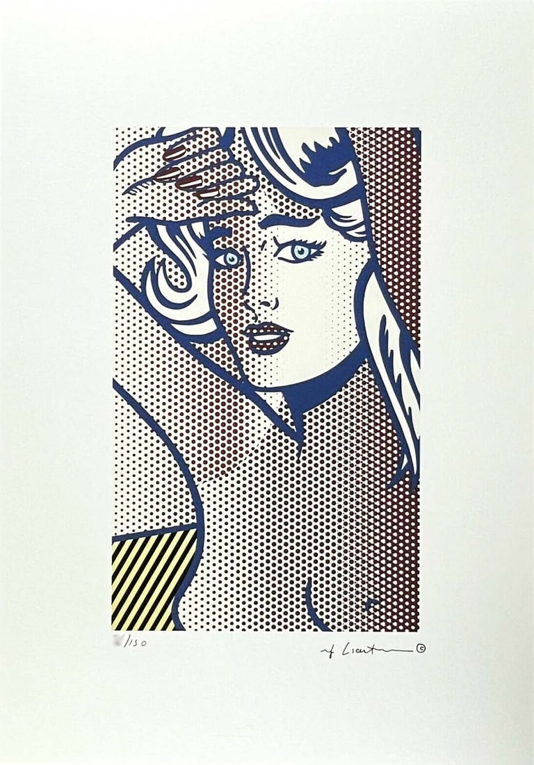 ROY LICHTENSTEIN's Nude With Blue Hair, A Limited Edition Lithography Print: Nude With Blue Hair, A Roy Lichtenstein Signed Limited Edition Original Lithograph print. numbered #130/150. Dry Stamp of the Publisher STYRIA STUDIO, Stamp Castelli Graphics New York on back. Overall