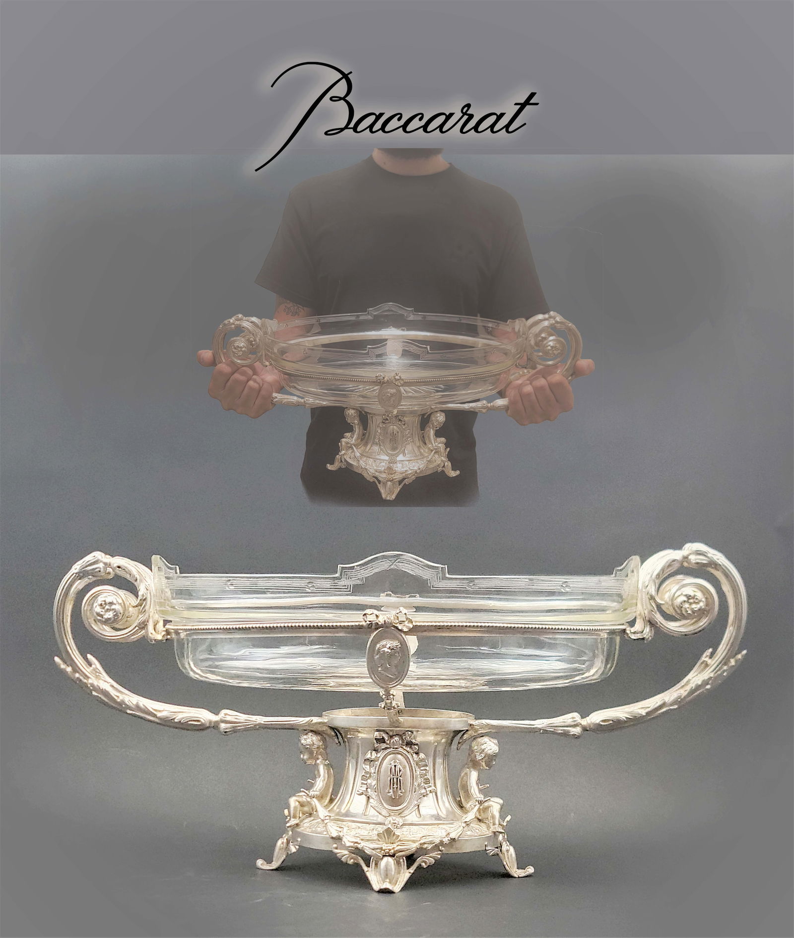 19th C. French Baccarat Crystal Silver Plated Centerpiece (1 of 7)