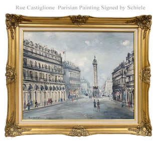 Parisian Rue Castiglione, An Oil On Canvas Painting Signed By Schiele