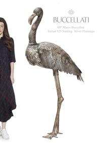 A Monumental Italian Mario Buccellati 925 Sterling Silver Flamingo
