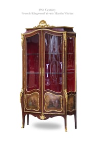 19th Century French Kingwood Vernis Martin Vitrine Cabinet