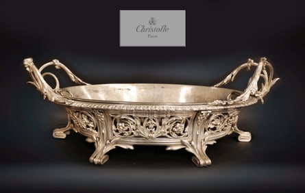A Large 19th C. French Silver-Plated Christofle Jardiniere/Centerpiece