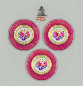 A Set Of Three 19th Century German Bavaria Hand Painted Plates