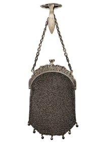 19th C. Hand Made 800 Silver Mesh Evening Bag Purse