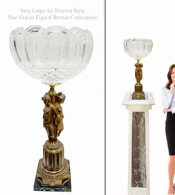 A Very Large Art Nouveau Style Three Graces Figural Bronze Centerpiece