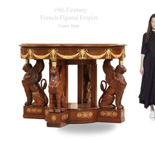 19th C. French Empire Figural Center Table