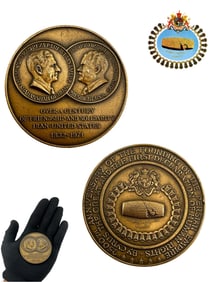 A XLARGE PERSIAN IRAN-USA FRIENDSHIP COMMEMORITIVE BRONZE MEDAL, 1971