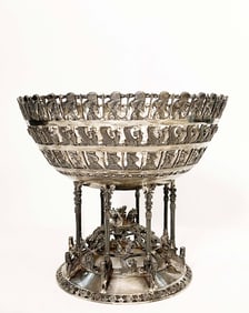 A Persian Empire Achaemenid Style Figural Silver Centerpiece