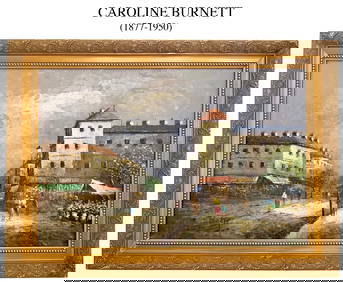 Parisian Street Scene, An Oil On Canvas Framed Painting By Caroline Burnett, Signed (1 of 5)