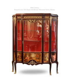 19th C. Louis XVI Style Gilt Bronze Mounted Vernis Martin Vitrine Cabinet (1 of 1)