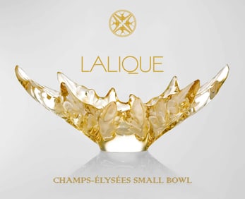 A BRAND NEW FRENCH LALIQUE CHAMPS-ELYSEES GOLD LUSTER CRYSTAL SMALL BOWL, BOXED