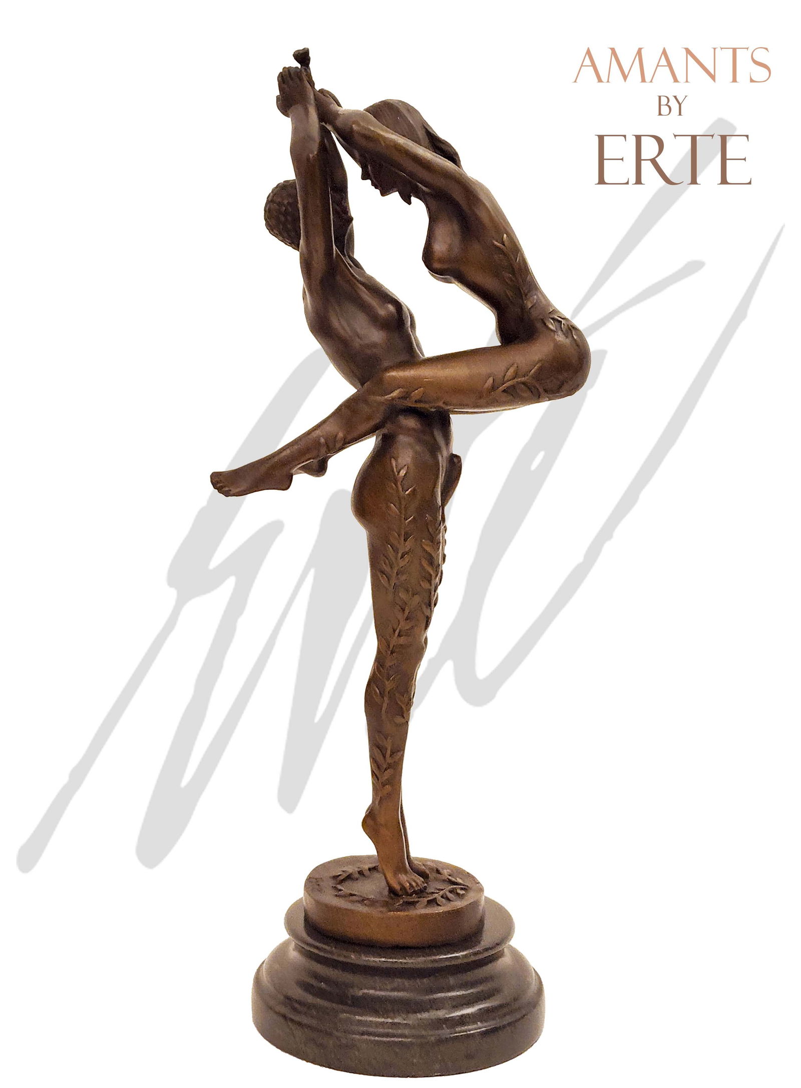 AMANTS, A Post ERTE Bronze Sculpture On Marble Base, Signed: AMANTS (1983), An ERTE Bronze Sculpture On Marble Base, Signed. Total Size. H 14" X 6" X 4", Weight : 9 LBS. About Erte: Romain de Tirtoff (23 November 1892 â€“ 21 April 1990) was a Russian-bo