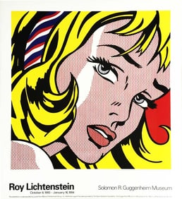 Girl With Hair Ribbon, A Vintage Roy Lichtenstein Exibition Poster Print