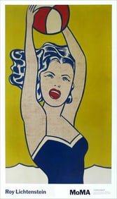 Girl With Ball, A Large Vintage Roy Lichtenstein Exibition Poster Print