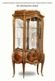 19TH C. FRANCOIS LINKE BROZE KINGWOOD VERNIS MARTIN VITRINE CABINET