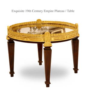 An Exquisite 19th C. French Empire Bronze Plateau/Table: An Exquisite 19th century French Empire Bronze Plateau/Table. H 23" x W 30"