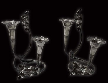 A Pair Of Silver-Plate Candelabras