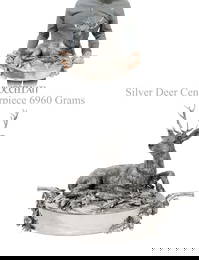 A Large & Heavy Italian Buccellati Silver Deer Centerpiece, Signed