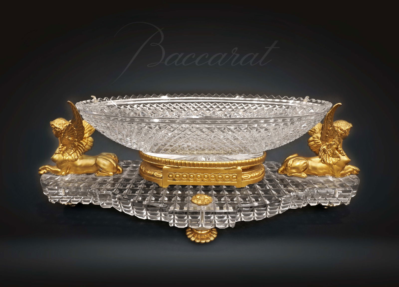 A LARGE FRENCH FIGURAL BRONZE AND BACCARAT CRYSTAL CENTERPIECE (1 of 1)