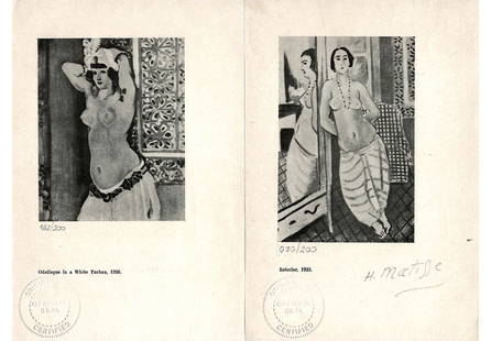 A Pair Of Vintage Henri Matisse Double-sided printing Lithography: A Pair Of Vintage Henri Matisse Double-sided printing Lithography. Stamped. Note: the item is NOT signed by the artist. 8" x 5.5" (Both). About Artist: Henri Émile Benoît Matisse (1869–1954) was a