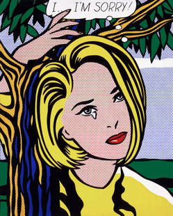 I...I'm Sorry! A Vintage Roy Lichtenstein Lithography Offset Print: I...I'm Sorry, A Vintage Roy Lichtenstein lithography offset Print from I...I'm Sorry! (1965-1966) Oil and Magna on canvas by Roy Lichtenstein. Printed in USA 1993. The print is in mint condition, unu