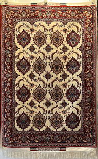 An Exquisite Iran Persian Isfahan Authentic Signed Ahmad Reza Seirafian Rug: An Exquisite Iran Persian Isfahan Authentic Signed Ahmad Reza Seirafian Rug, 64" x 43"