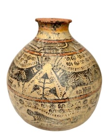 The Indus Valley Civilization Style Hand Painted Terracotta Vase/Jar