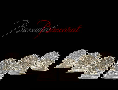 Six Baccarat Crystal Shell Place Card Holders, Signed: Six Baccarat Crystal Shell Place Card Holders, Signed. 2.5" H x 2.5"