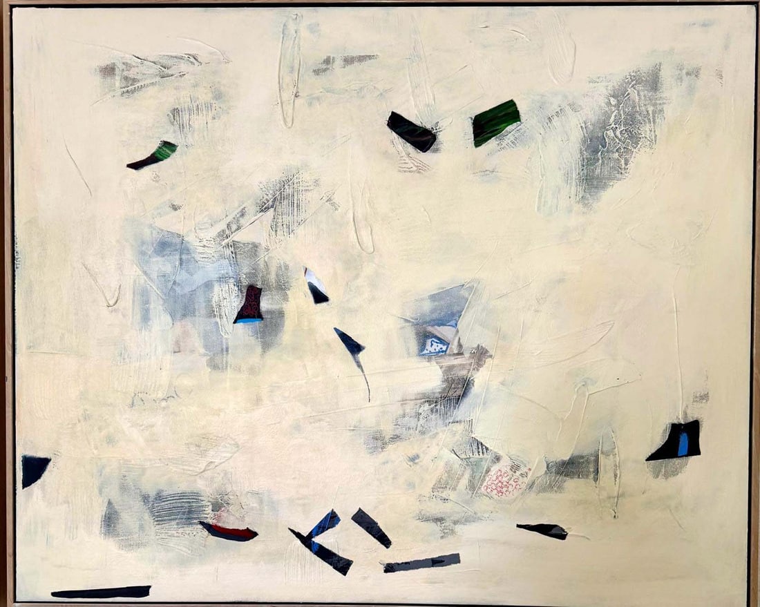 A Contemporary Modern Acrylic Painting On Canvas: A Contemporary Modern Acrylic Painting On Canvas. 33" x 27". Note: This painting is related to item #153P.