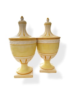 A Pair of Italian Meiselman Imports Ceramic Lidded Urns