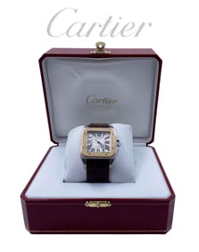 A Cartier Santos XL Stainless Steel & 18k Rose Gold Watch