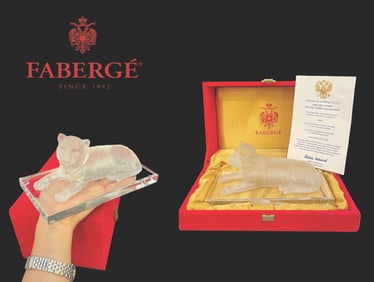 The Aria Tiger, A Limited Edition Faberge Crystal Tiger Figurine, Box, COA & Signed