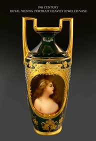 19th C. Royal Vienna Hand Painted Jeweled Vase