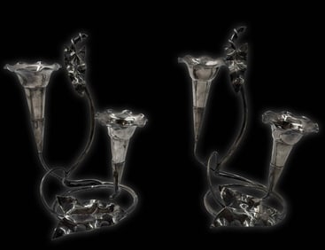 A Pair Of Silver-Plate Candelabras